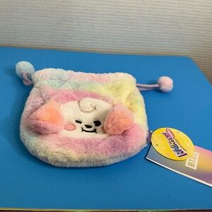 Rainbow BT21 Plush Drawstring Pouch - Pastel Multicolor